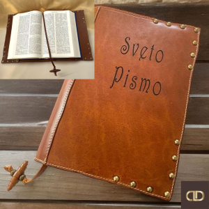 Usnjen ovitek za Sveto pismo s kazalom, ovitek za Biblijo