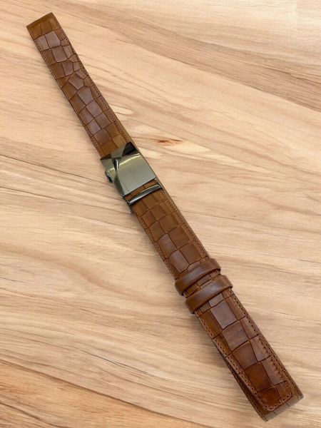 Croco Leather men's belt automatic buckle 3.5cm