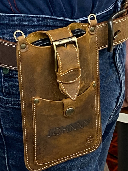 Usnjena torbica za telefon z imenom