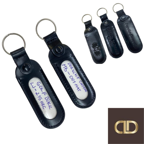 Leather keyrings with a transparent window 