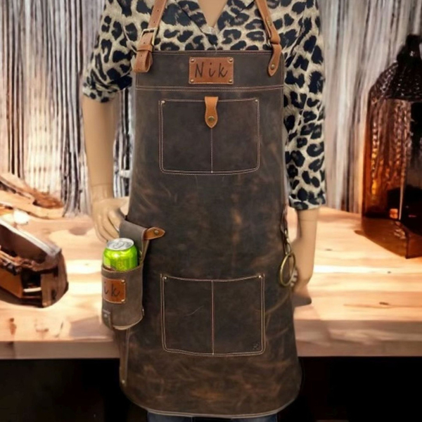 Personalizirani Usnjeni predpasnik za žar CHEF