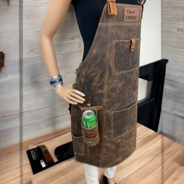 Personalizirani Usnjeni predpasnik za žar CHEF