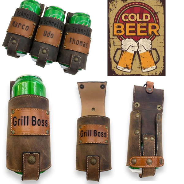 Ročno izdelano usnjeno držalo za pivo dddesign.live