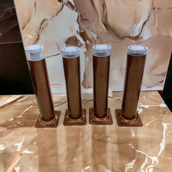 Furniture leg. Adjustable. Upholstered with real leather.