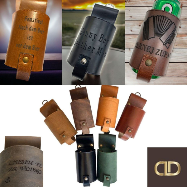 BBQ personalizirano usnjeno držalo za pivo