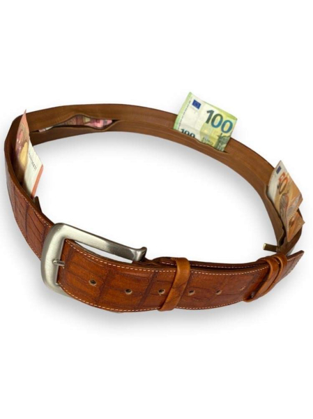 Men's leather belts with hidden pocket DDDesign