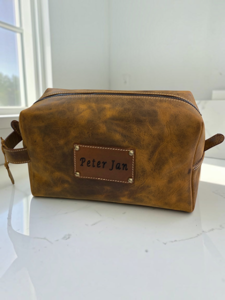 Personalizirana velika usnjena toaletna torbica