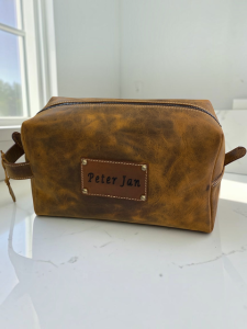 Personalizirana velika usnjena toaletna torbica