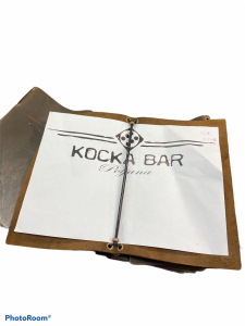 Leather aprons and menus for caterers