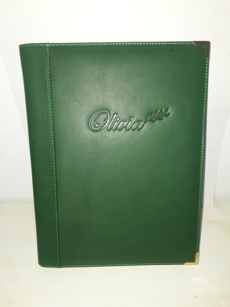 Leather aprons and menus for caterers