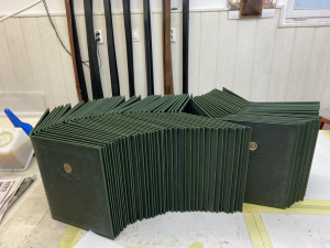 Leather aprons and menus for caterers