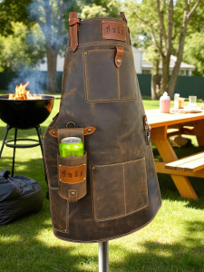 Leather apron bbq GRILL MASTER with beer holster