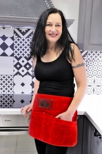 Leather red half Apron BBQ