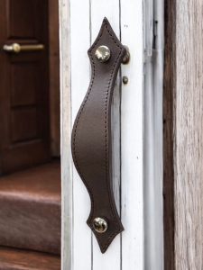 Leather Stitched Furniture Handle Silver O Screws