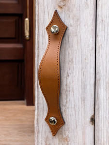 Leather Stitched Furniture Handle Silver O Screws