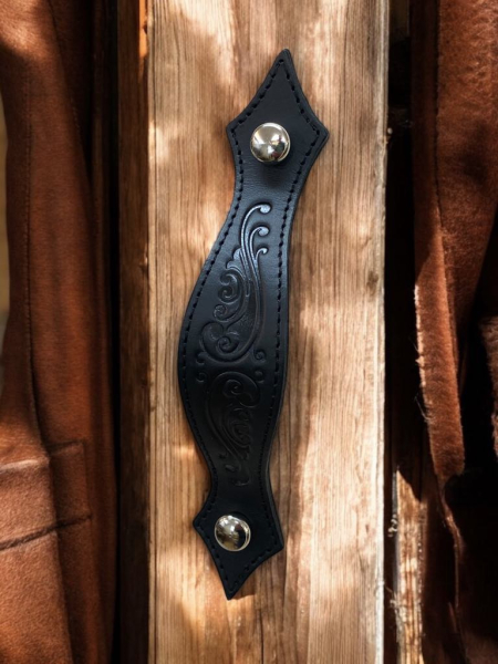 Rustic sewn drawer Handle Kupid silver O screws