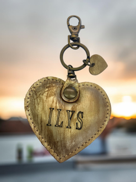 PERSONALIZED keychain heart Marble Gold 
