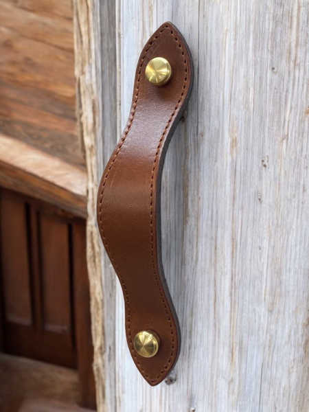 Stitches Leather Furniture Handle with Gold Screws A